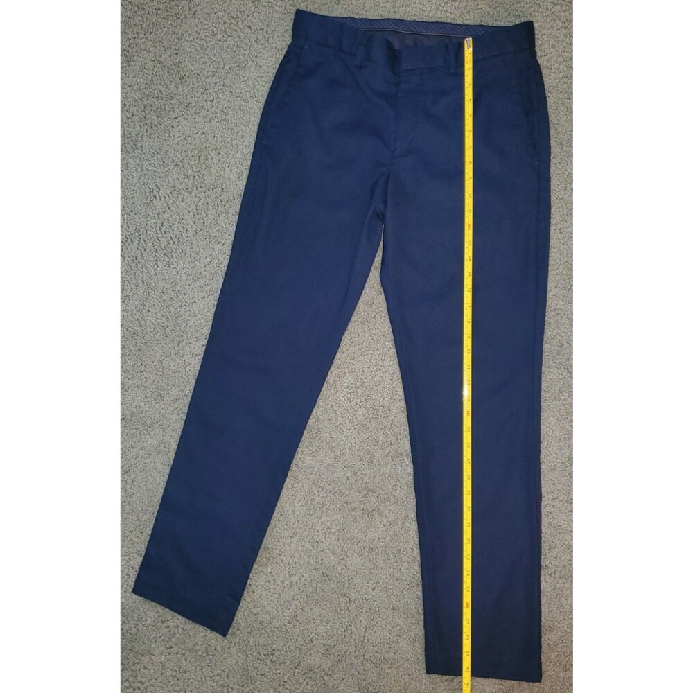 Perry Ellis Mens Dress Pants 32x32 Slim Fit Navy Blue Stretch Flat Front Slacks - Picture 2 of 16
